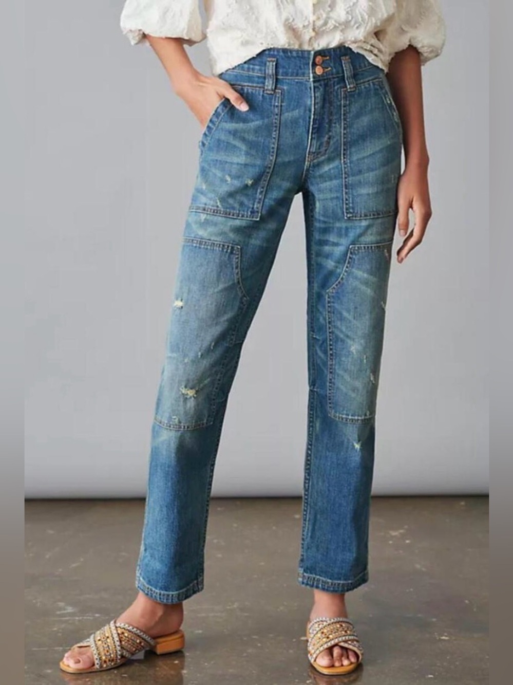 Anthropologie Pilcro The Wanderer Relaxed Jeans Denim Dark Wash size 29